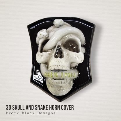 3D Skull and snakes side-mounted horn cover