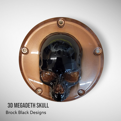 Harley Davidson Derby cover with Megadeth skull