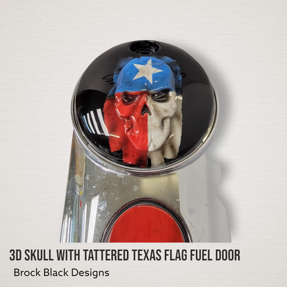 Skull Texas flag Harley fuel door