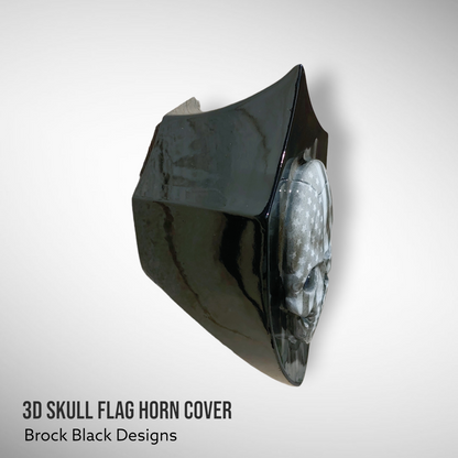 Side-mounted horn cover 3D skull with tattered American flag full color
