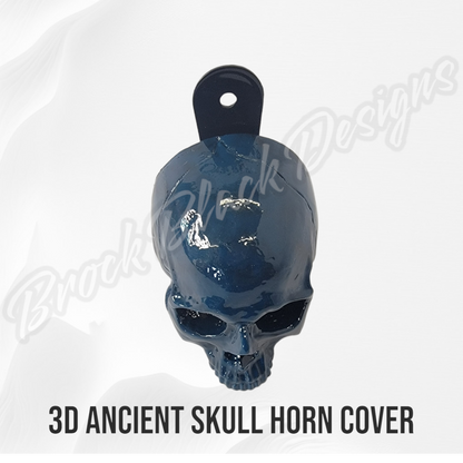 3D ancient skull with tattered American flag