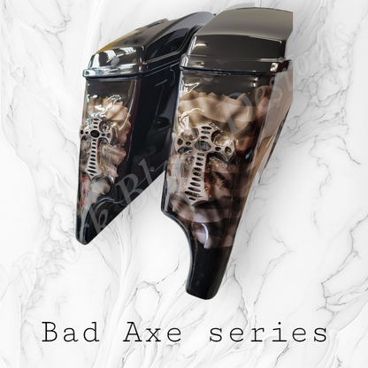 Bad Axe with American flag bags