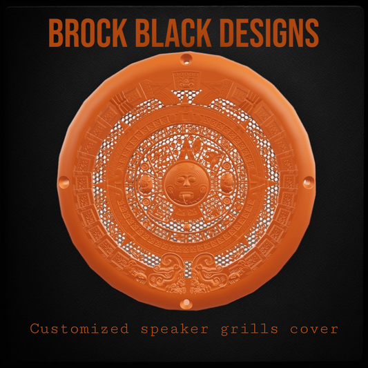 A set of bag Aztec calendar speakers covers