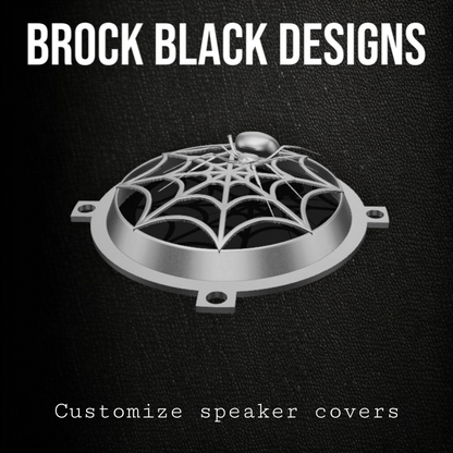 97-25+ Harley inner Touring 3D black widow speakers grill covers set
