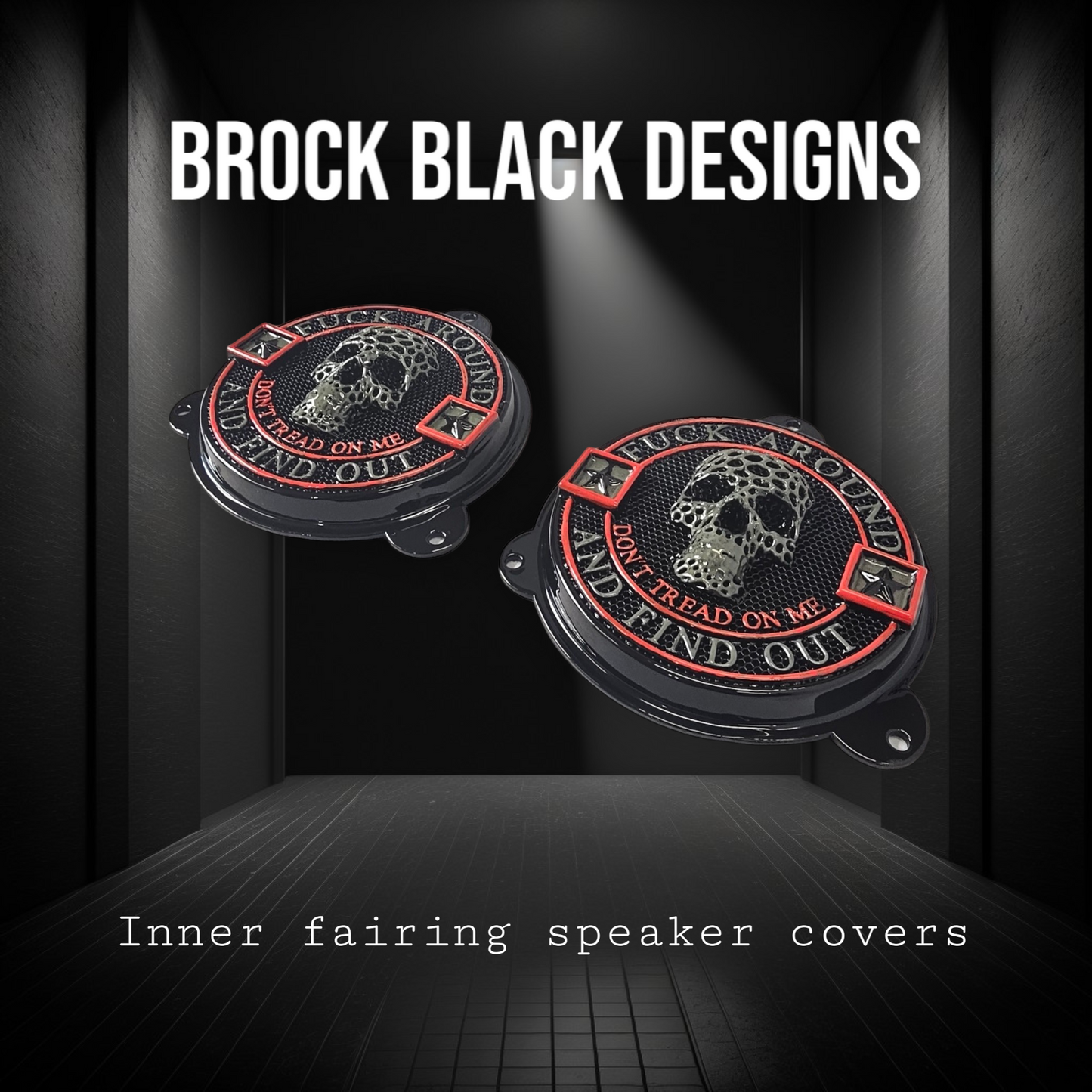 97-25+ Touring 3D skull Don't Tread on me speakers grill covers set