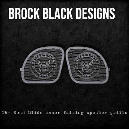 98-2024 Road Glide 3D Navy speakers grill covers set