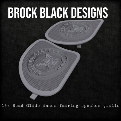 98-2024 Road Glide 3D Navy speakers grill covers set