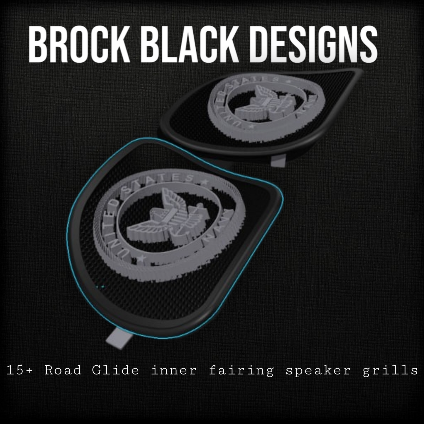 98-2024 Road Glide 3D Navy speakers grill covers set
