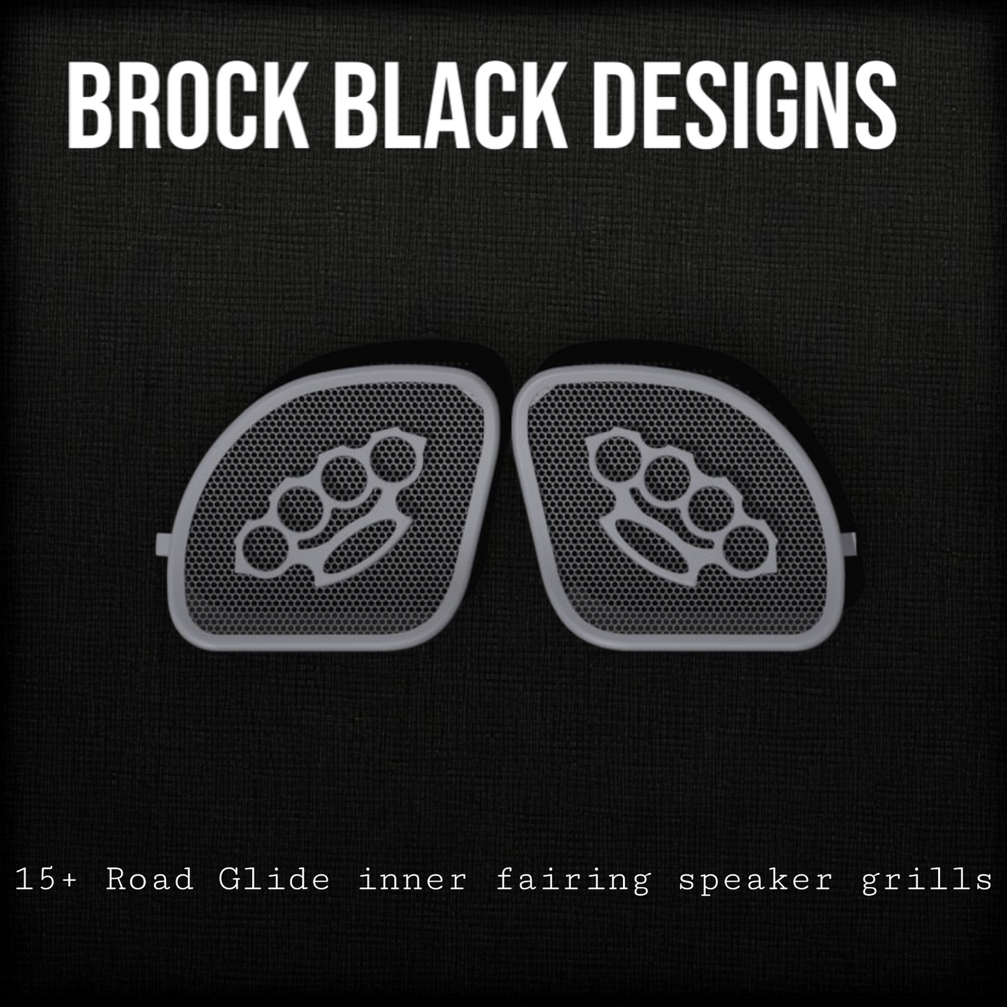 98-2024 Road Glide 3D brass knuckles speakers grill covers set