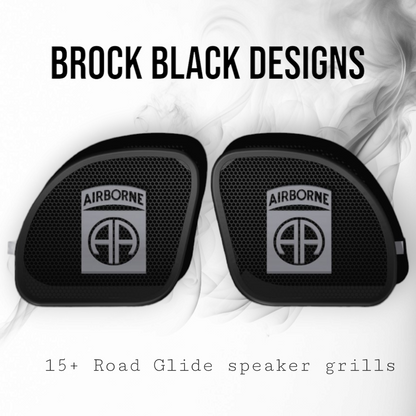 98-2024 Road Glide 3D Airborne logo speakers grill covers set