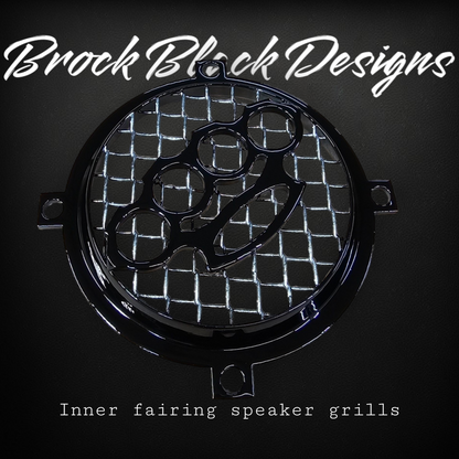 97-25+ Touring 3D brass knuckles speakers grill covers set