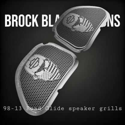98-2024 Road Glide 3D skull speakers grill covers set
