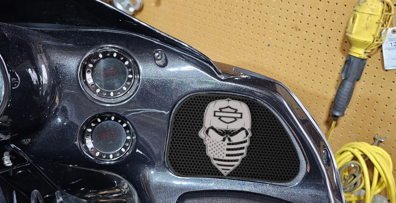 98-2024 Road Glide 3D skull speakers grill covers set