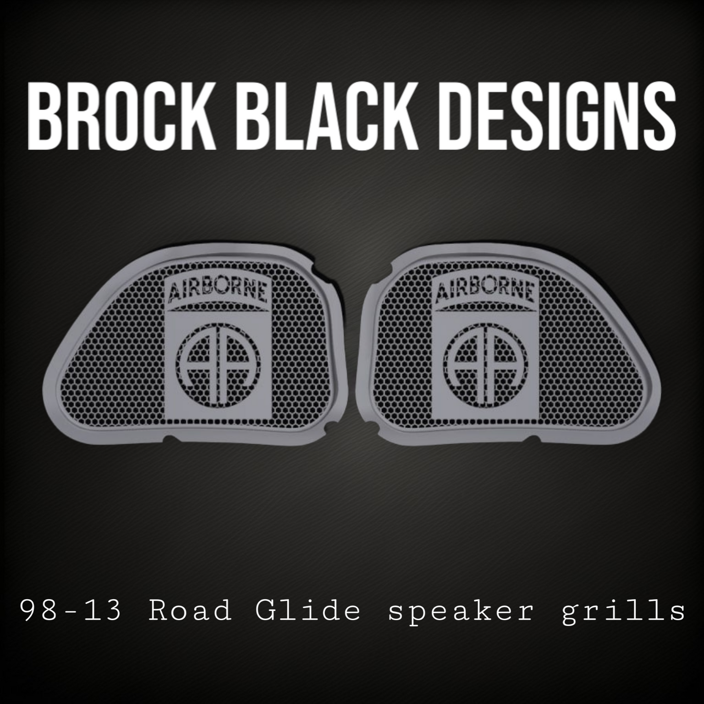 98-2024 Road Glide 3D Airborne logo speakers grill covers set