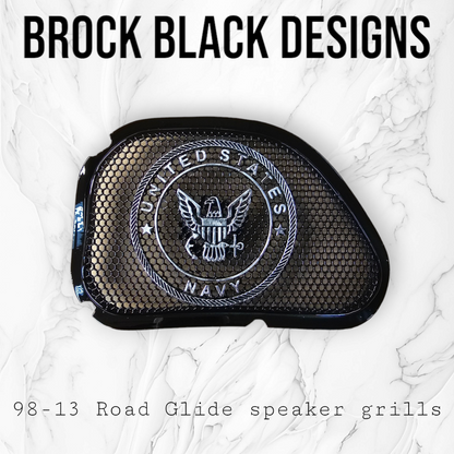 98-2024 Road Glide 3D Navy speakers grill covers set