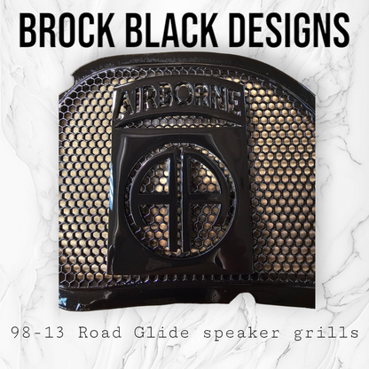 98-2024 Road Glide 3D Airborne logo speakers grill covers set