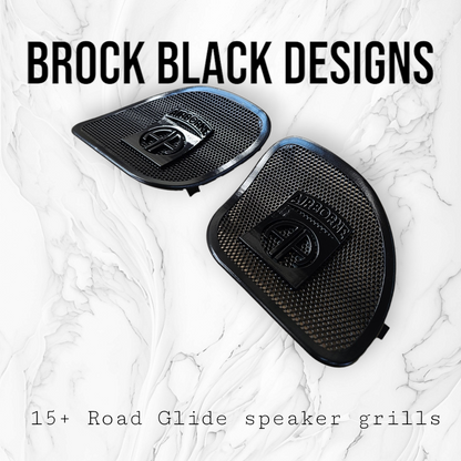98-2024 Road Glide 3D Airborne logo speakers grill covers set