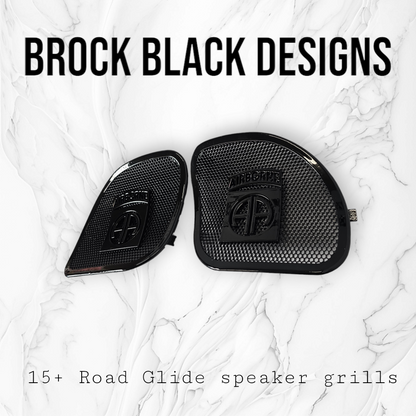 98-2024 Road Glide 3D Airborne logo speakers grill covers set