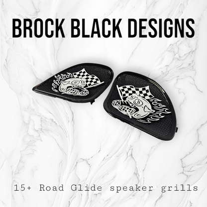 98-2024 Road Glide 3D Fast Johnny speakers grill covers set