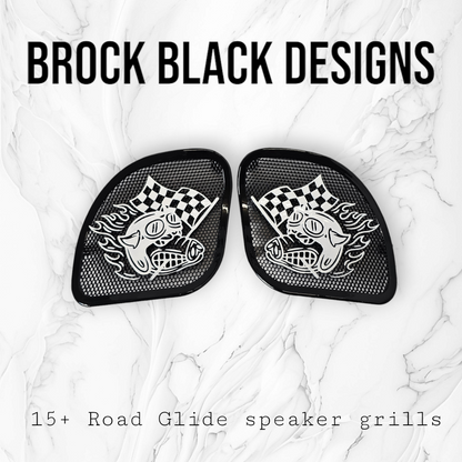 98-2024 Road Glide 3D Fast Johnny speakers grill covers set