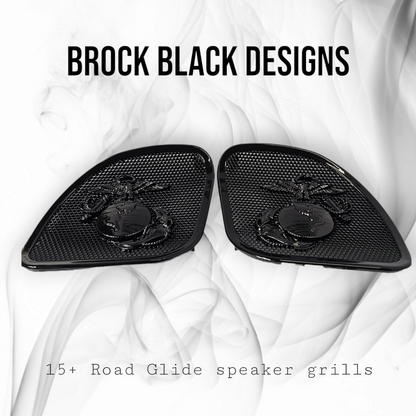 98-2024 Road Glide 3D USMC speakers grill covers set