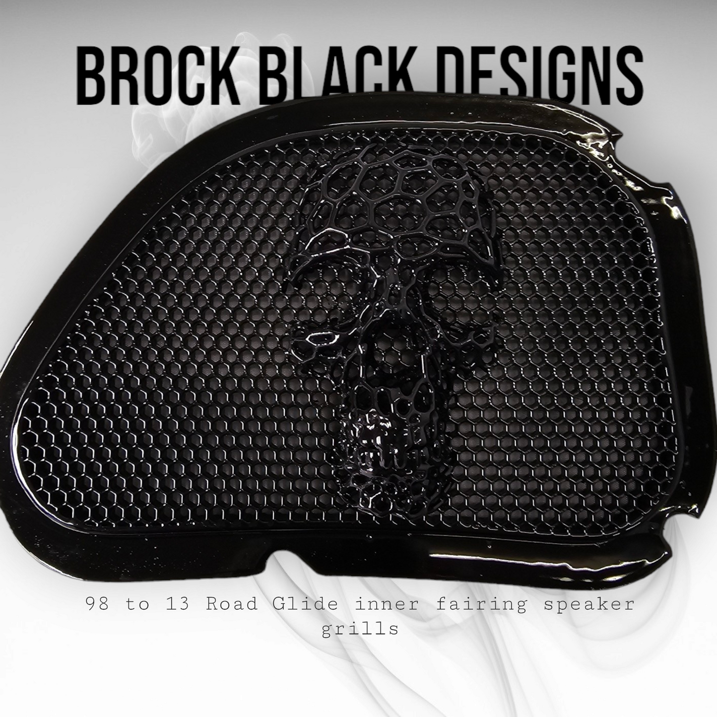 98-2024 Road Glide 3D webbed Skull speakers grill covers set