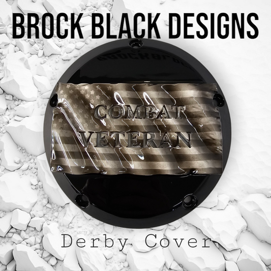 Tattered American Flag with Cobat Veteran Harley derby cover