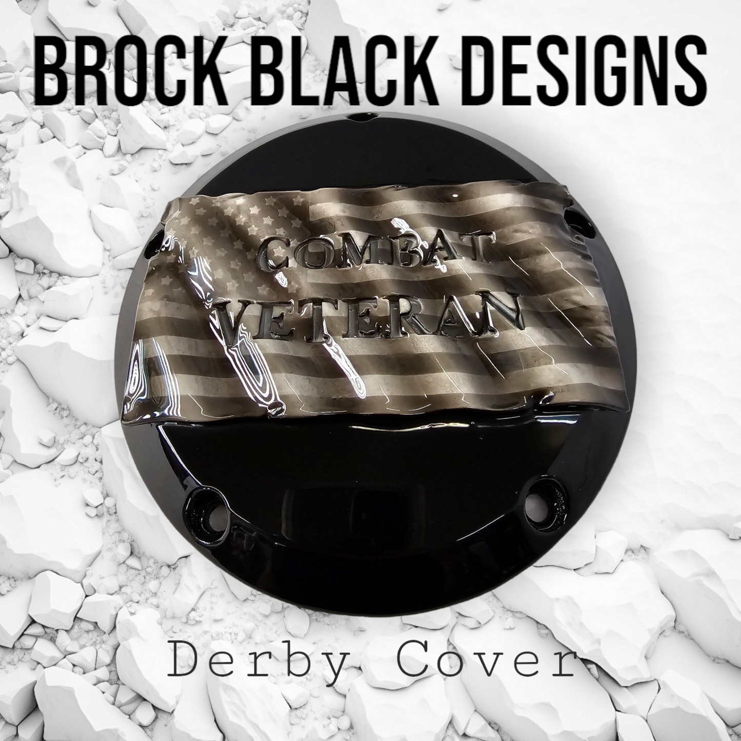 Tattered American Flag with Cobat Veteran Harley derby cover