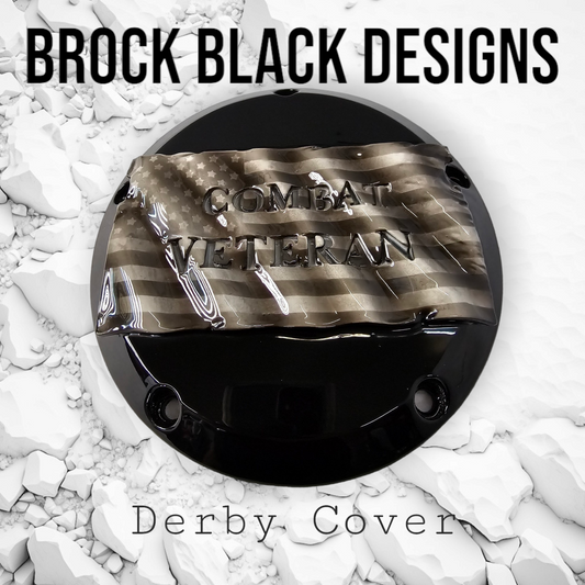Tattered American Flag with Cobat Veteran Harley derby cover