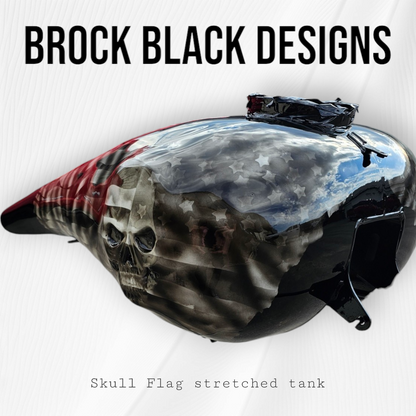 Skull stretching through American flag themed tank