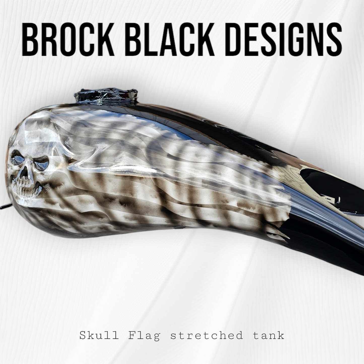 Skull stretching through American flag themed tank