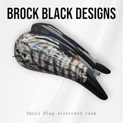 Skull stretching through American flag themed tank