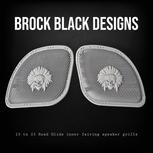 98-2024 Road Glide 3D skull warbonnet speakers grill covers set
