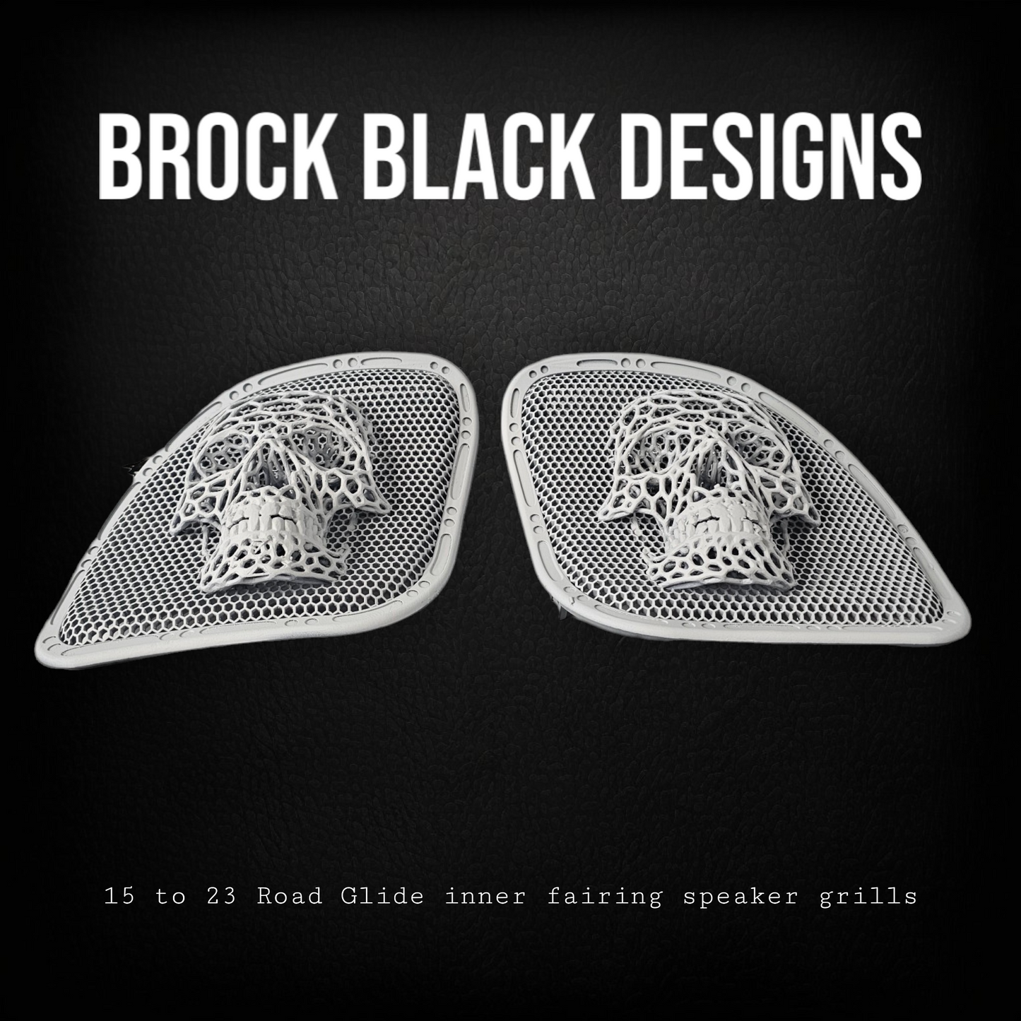 98-2024 Road Glide 3D webbed Skull speakers grill covers set
