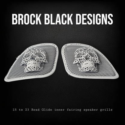 98-2024 Road Glide 3D webbed Skull speakers grill covers set