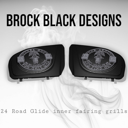 98-2024 Road Glide inner 3D webbed skull fafo speakers grill covers set