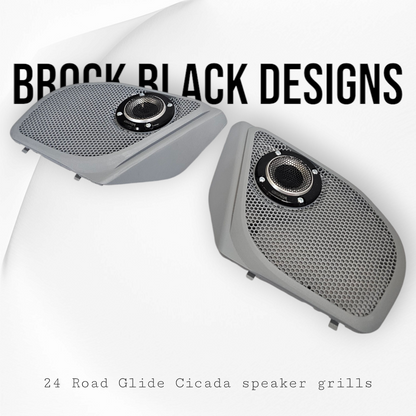 2024 Road Glide with Cicada tweeter speakers grills set Fireball theme