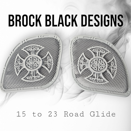 98-2024 Road Glide 3D Celtic cross speakers grill covers set