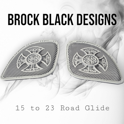 98-2024 Road Glide 3D Celtic cross speakers grill covers set