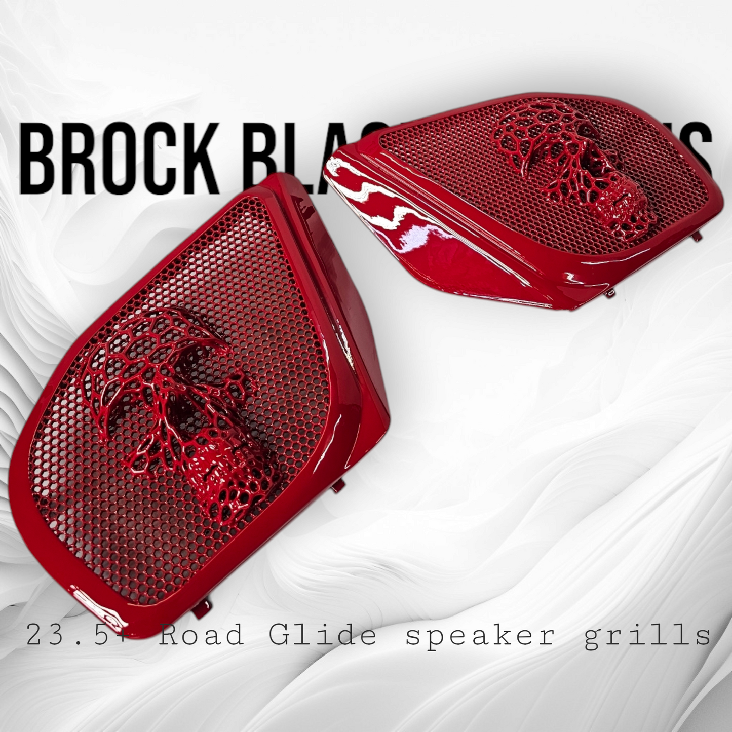 98-2024 Road Glide 3D webbed Skull speakers grill covers set