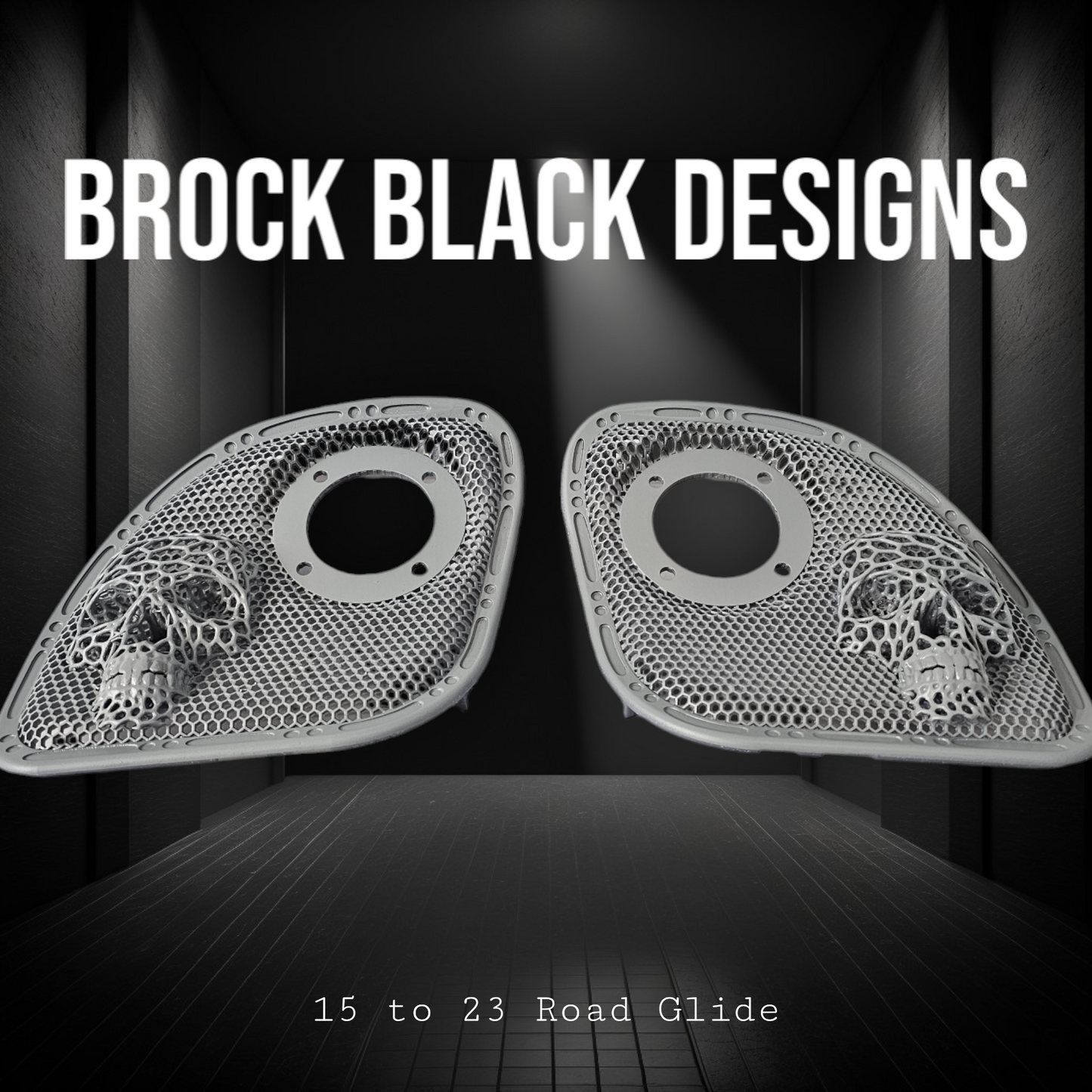 98 to 23 Road Glide webbed skull with Diamond speakers grill covers set