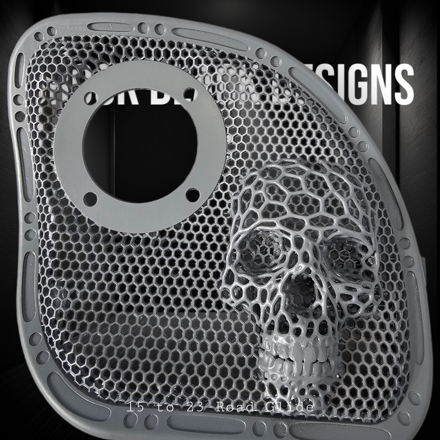 98 to 23 Road Glide webbed skull with Diamond speakers grill covers set