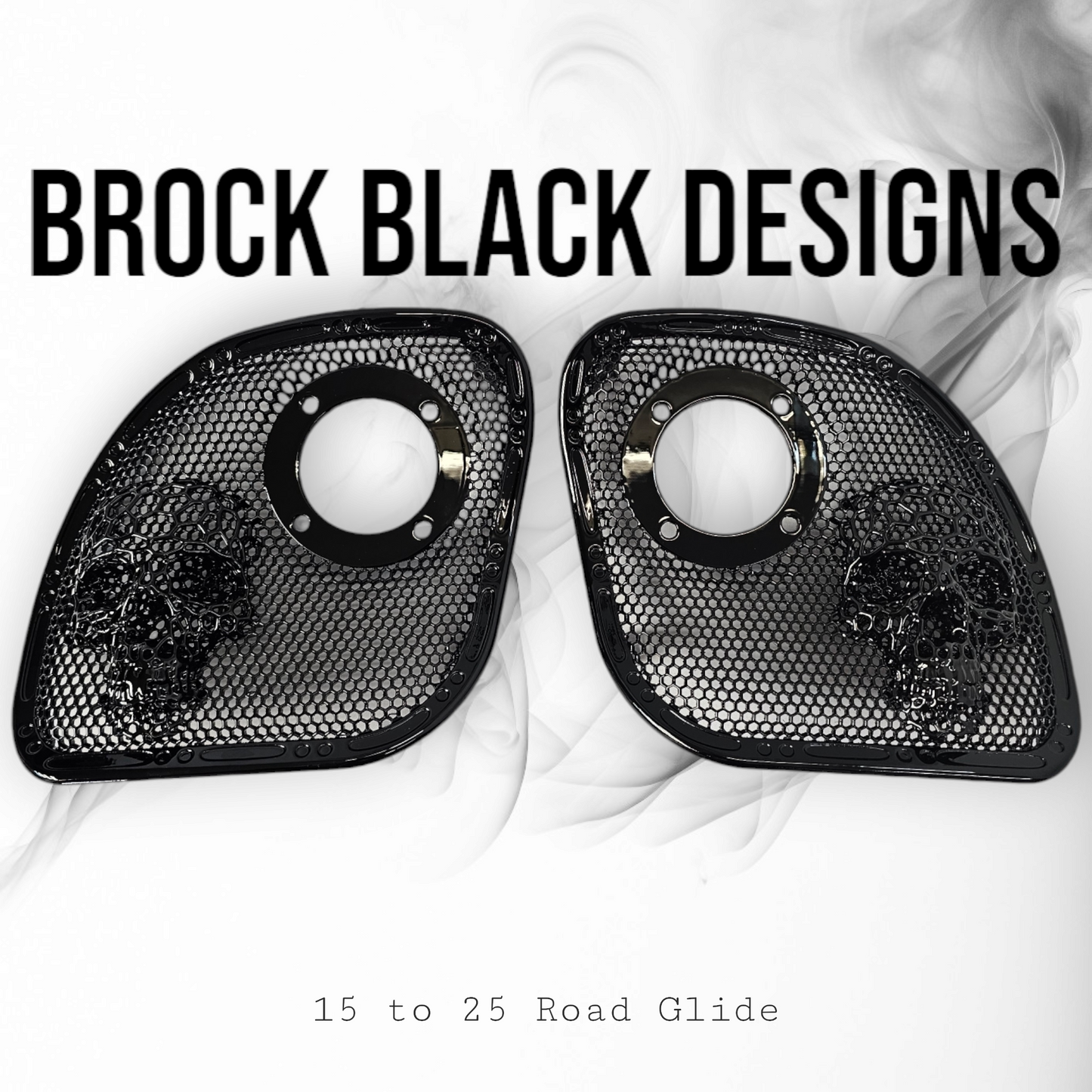 98 to 23 Road Glide webbed skull with Diamond speakers grill covers set