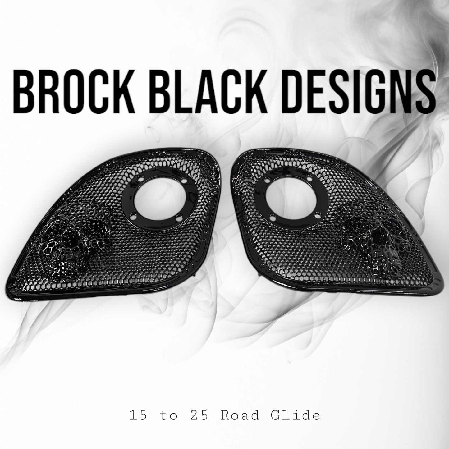 98 to 23 Road Glide webbed skull with Diamond speakers grill covers set