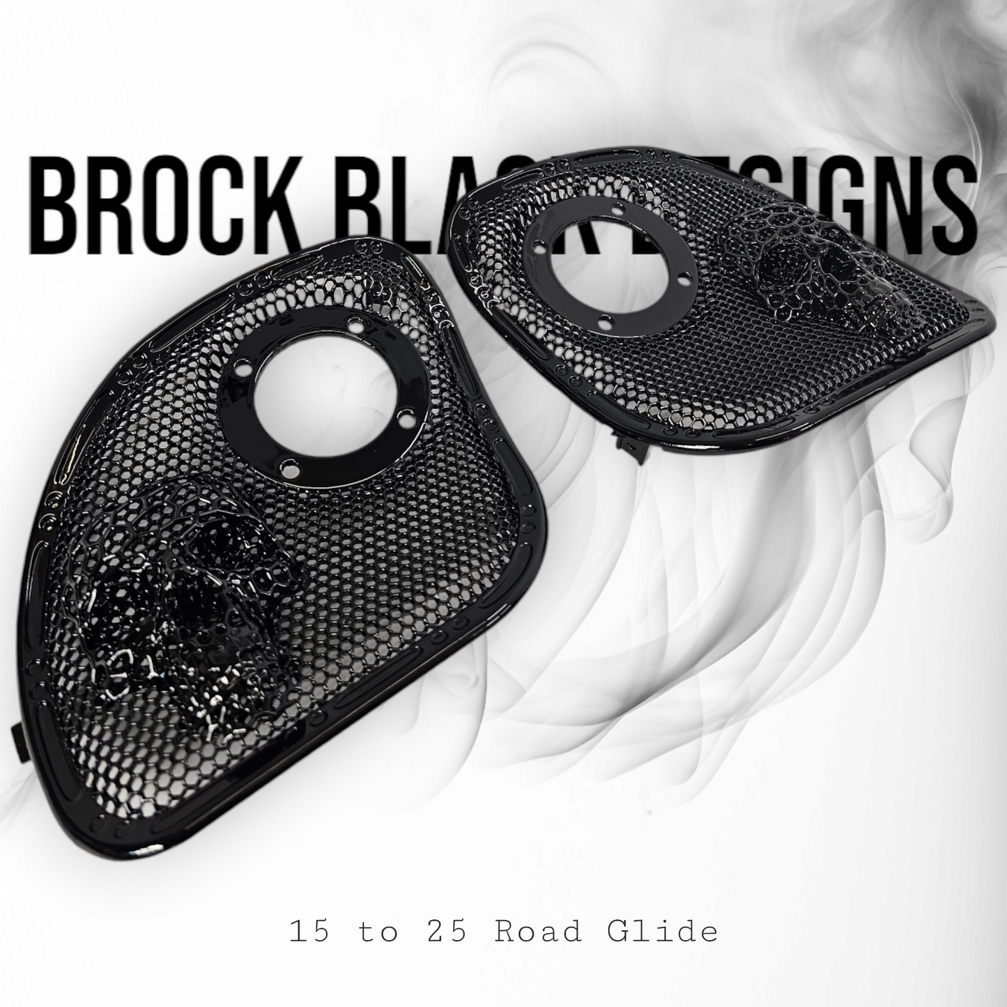 98 to 23 Road Glide webbed skull with Diamond speakers grill covers set
