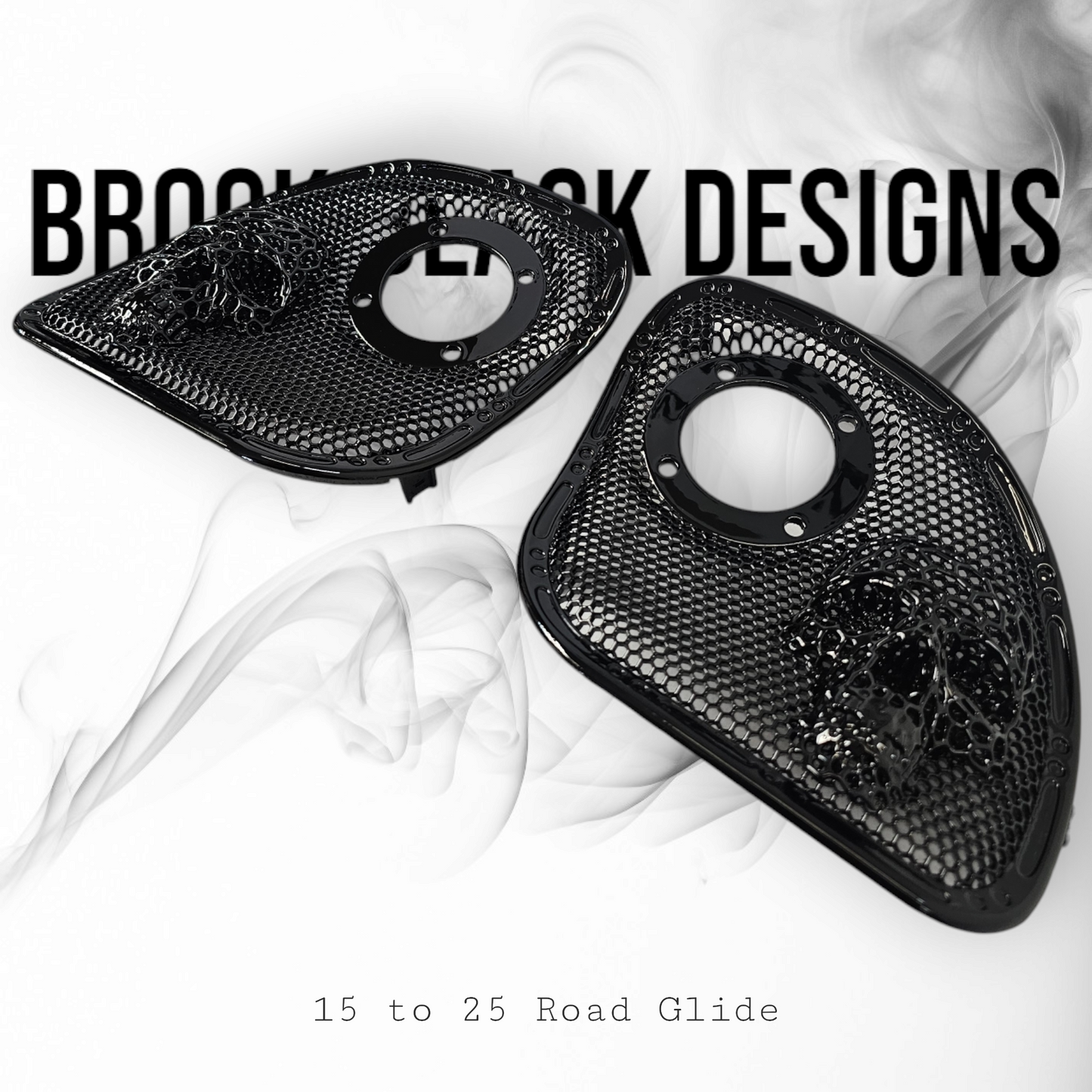 98 to 23 Road Glide webbed skull with Diamond speakers grill covers set