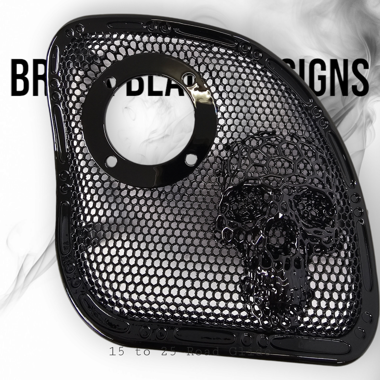 98 to 23 Road Glide webbed skull with Diamond speakers grill covers set