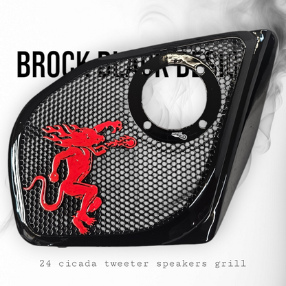 2024 Road Glide with Cicada tweeter speakers grills set Fireball theme