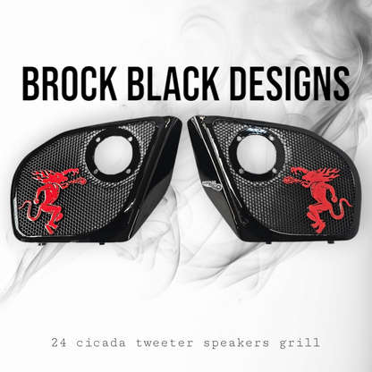 2024 Road Glide with Cicada tweeter speakers grills set Fireball theme