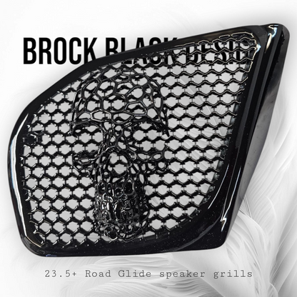 98-2024 Road Glide 3D webbed Skull speakers grill covers set